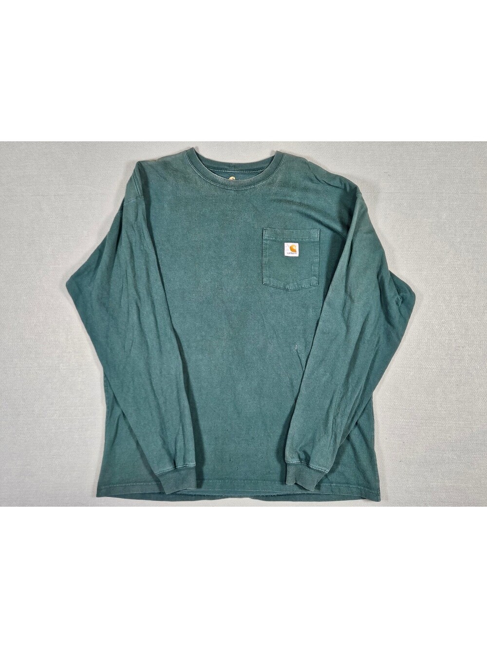 Carhartt Men L Tall Hunter Green Cotton Long Sleeve Pocket Tee